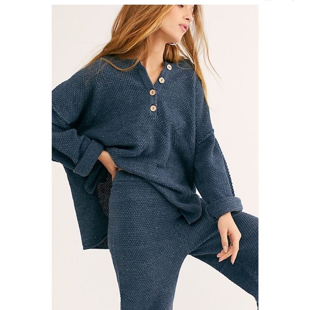 Hailee free people sweater set navy blue xs